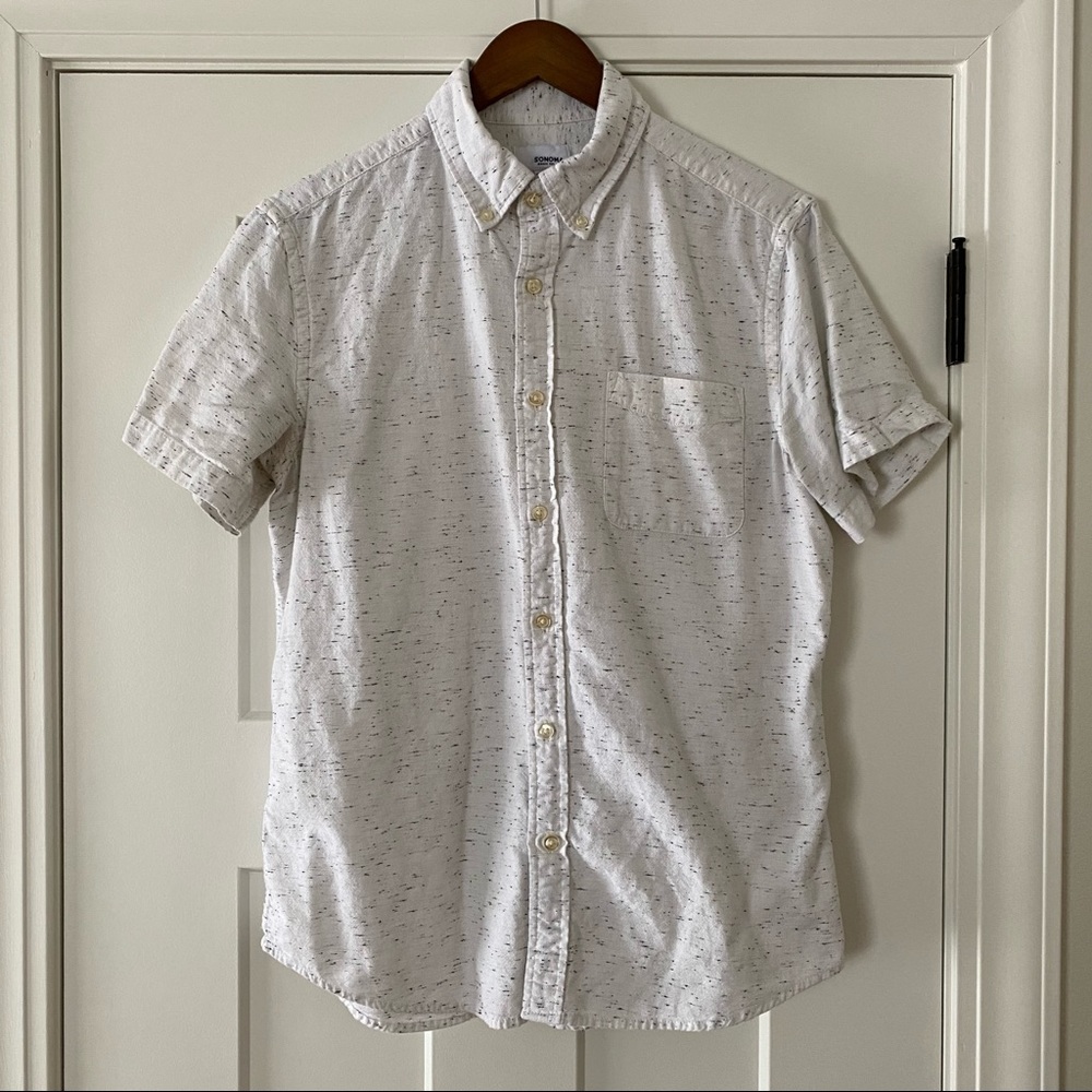 Sonoma Men's Short Sleeve Button Down Shirt – White / Cream
